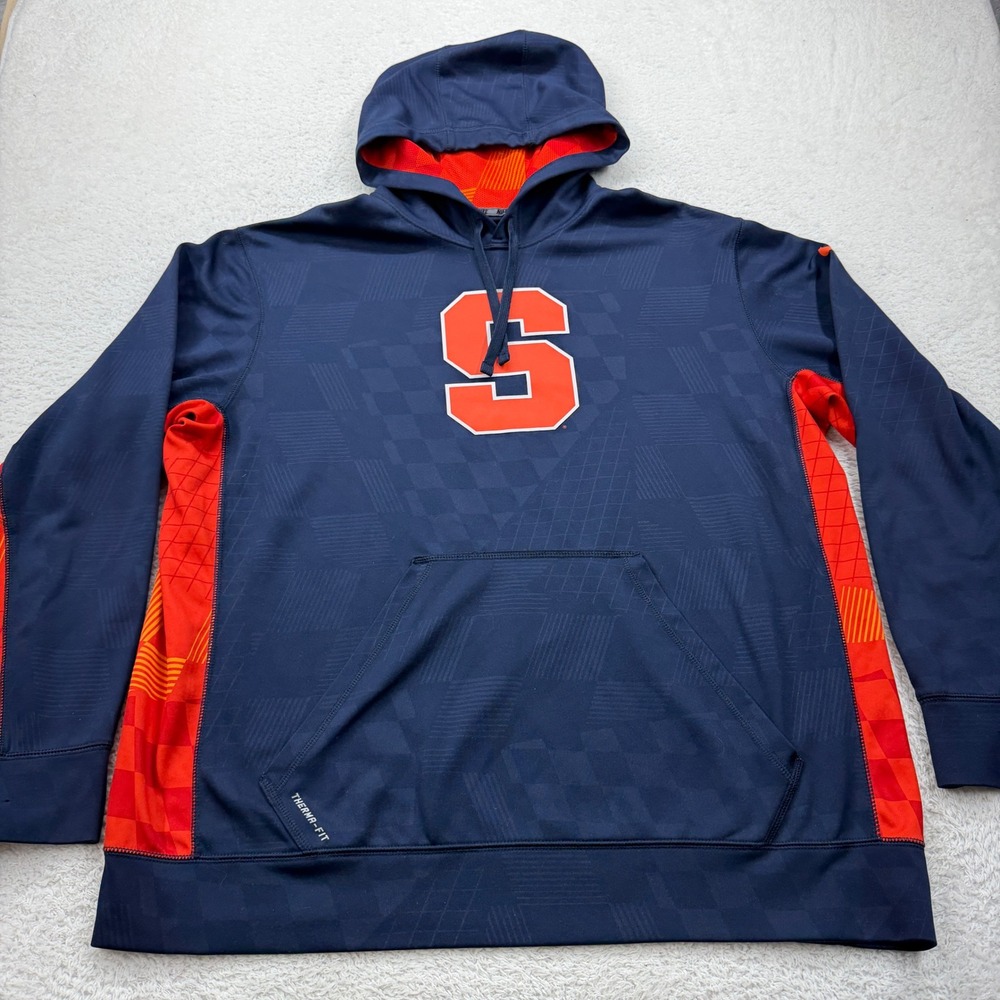 Nike Therma Fit Syracuse Orange NCAA Men's Navy Blue Hoodie XL Sweatshirt